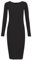 Crazy Fashion Womens Plain and Printed Long Sleeve Round Neck Stretch Jersey Bodycon Ladies Dress Midi All Season Solid Color Casual Dresses for Women Black 12-14