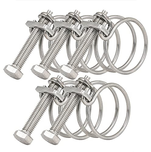 Lot de 5 colliers de serrage à double fil réglables en acier inoxydable 201 pour étang 50-55 mm