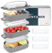 Bugucat Lunchbox 2400ML, 3 in 1 Bento Box Brotdose Auslaufsicher Luftdichte Brotzeitbox mit Fächern und Besteckset,Frühstücksbox Jausenbox für Unterwegs,Brotbüchse Vesperdose für Erwachsene Grau