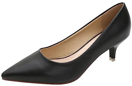 Minetom Damen Pumps Pointed Toe High Heels Kunstleder Business Büro Pumps Elegant Kleid Hochzeit Abend Party Braut Schuhe A Schwarz 37 EU