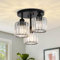 Rayofly Modern Kristall Deckenleuchte, 3-flammig Kristall Kronleuchter mit Glas Lampenschirm, Deckenlampe Hängend Wohnzimmer, Glas Pendelleuchte für Schlafzimmer, Küche, Flur, Badezimmer, Schwarz