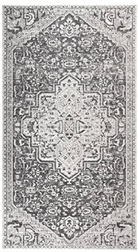 Homgoday Flacher gewebter Outdoor-Teppich, 115 x 170 cm, Hellgrau, Möbel für Haus Innen Außen Wohnzimmer Schlafzimmer