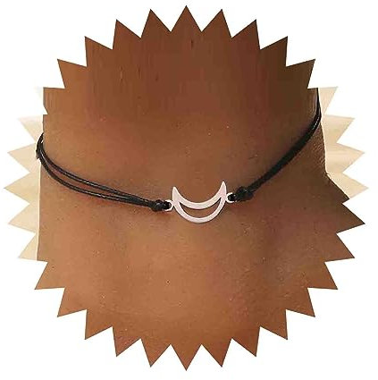Dervivea Bracelet De Cheville En Cuir Vintage Lune Creuse Argentée Chaîne De Cheville En Cuir Noir Bracelet De Cheville Réglable En Cuir Corde Chaîne De Pied Bijoux Pour Femmes Et Filles