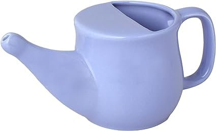Ancient Impex Ceramic Neti Pot, Spill Proof with 5 Sachets Neti Salt, Microwave Safe - Light Voilet Color, Holds 400 ML (13.5 FL Oz)