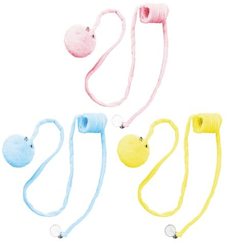 JTMKYO 3 piezas de cuerdas para gatos, juguete interactivo para gatos, palos elásticos retráctiles, peluches colgantes para gatos, suministros para mascotas, adecuados para gatos, para aliviar el