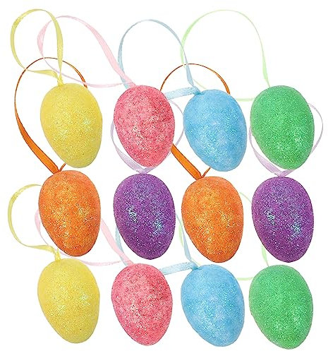 TOPBATHY 12St Glitzer Ei Anhänger -Spielzeug Glitzereier-Ornamente Ostern Eier Easter Egg Decoration Hausdekorationen für zu Hause Haushaltsdekoration entzückende Ostereier Foto