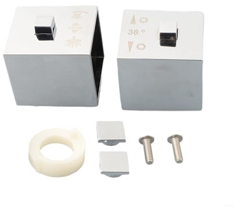 URPIZY Knaufgriffe, Duschtemperaturregler, Griff aus Chrom, Thermostatgriff für Duscharmatur, quadratisches Design, einfache Installation, 09XV568954J4GQ5ZBH1YHN324TA1SC