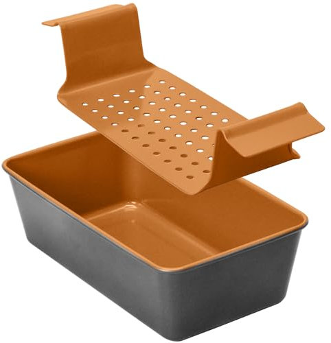 RavisingRidge Meatloaf Pan with Drain Tray - 9.8 x 5.7 Bicolor Loaf Pan Set with Insert for Nonstick Meatloaf Baking, Homemade Banana Bread Tin for Oven (Golden)