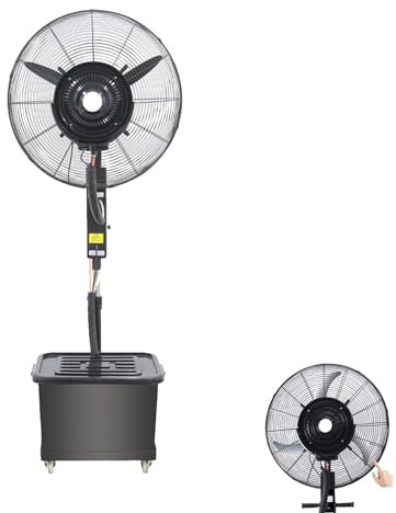 Ventilador de nebulización para exteriores de 26 pulgadas, ventilador de refrigeración industrial, ventilador de pulverización de 320 W con función de llenado automático de agua para almacén, inverna