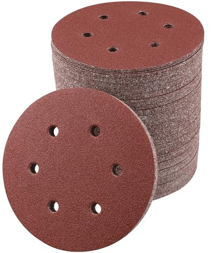 150 mm Disques Abrasifs, 100 Pièces Rond Disque de Ponçage à 8 Trous de Différentes Tailles Papier Poncer pour Ponceuse Excentrique (60 Grain)