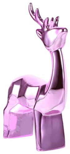 Ciieeo Hirschschmuck aus Keramik Rentier Weihnachtsdekoration weihnachtliche Tischdekoration weihnachtshirschfiguren Die hirschdeko Wohnkultur Elchverzierung Keramikstatue Tierstatue Rosa