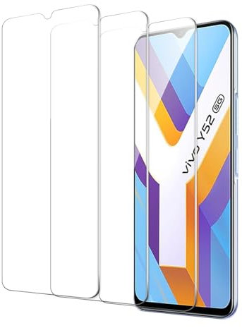 [3 Pièces] Verre Trempé Pour Vivo Y52 5G/Vivo Y72 5G Pouces, Film en Protection Écran, Dureté 9H Film Protecteur Vitre, Anti-rayures, Sans Bulles, Anti-empreintes