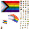 Bandiera LGBT Set con Adesivi - Bandiera Arcobaleno, Adesivi per Supporto e Celebrazioni, 150x90 cm, 5 Bandierine 14x21 cm, 55 Adesivi Vari, Resistente e Colorato