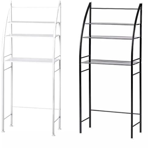 DUAS 3-Tier Over Toilet Storage Rack, Bathroom & Laundry Space Saver, Metal Shelf Organiser (White)