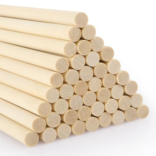 SOSMAR 50x Bâtonnets Bois Bouleau 8mm (30cm) - Ronds Massifs pour Bricolage, Modélisme, Artisanat, Décoration - Bâtons de Bois Naturels pour Créations & DIY