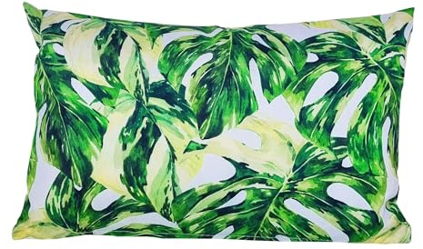 JACK 30x50cm Motiv Outdoor Lounge Kissen Dekokissen inkl. XXL-Füllung Wasserabweisend Sitzkissen Garten Stuhl Lotus Effekt, Farbe:Monstera