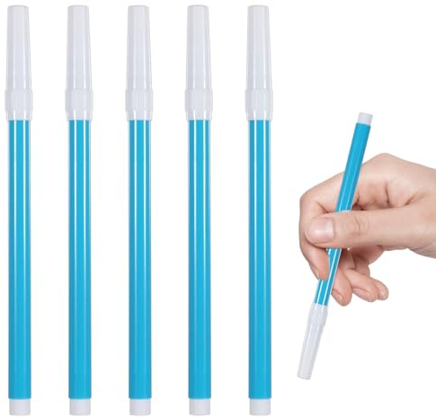 YBEATY 5 Pcs Washable Fabric Markers Sewing Erasable Markers Water Soluble Embroidery Pen Fabric Marking Pens Disappearing Ink for Quilting Sewing Supplies and Accessories (Blue)