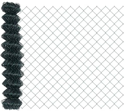 vidaXL Chain Link Fence Green 25 x 1.2 m Steel, Garden and Terrace, Durable UV-Resistant Materials, Outdoor Fence, Protective Barrier, Commercial Property Boundary