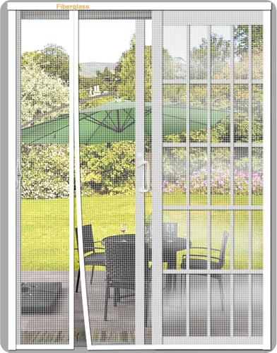 Risareyi Apertura Lateral Mosquitera Puerta Magnetica 300x210cm, Blanco | Malla en Fibra de Vidrio, Anti UV, Antimosquitos, Reversible, Cortina Mosquiteras con Imanes para Balcon, Puerta y Ventana