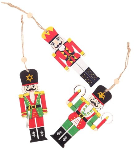 TOPBATHY 1 Juego Adornos Colgantes De Madera Nutcracker para Decoración De Árbol De Navidad Figuras De Muñeco para Fiestas Navideñas 3 Piezas