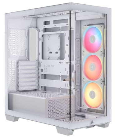 CORSAIR 3500X LX-R RGB Boîtier PC Moyen-Tour – 3 Ventilateurs RGB LX120-R Préinstallés, Comprend System Hub, Peut Accueillir Jusqu'à 10 Ventilateurs de 120 mm - Blanc