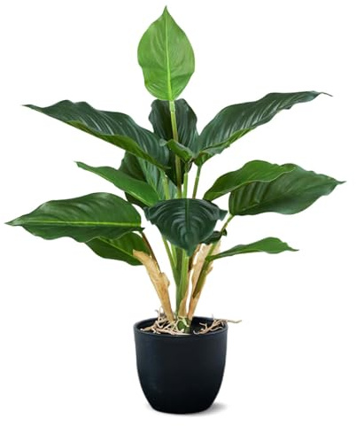 Rylae Plantas Artificiales, 39 cm Plantas Artificiales Decorativas en Maceta de Interior, Planta Artificial Realista, Verde Plástico Plantas Falsas con Macetas, para Oficinas, Dormitorios, Salones