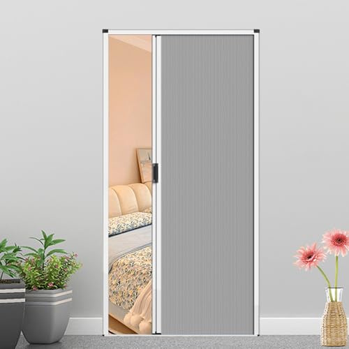 yurstcggh Puerta Corredera Plegable Puerta Plegable,Puertas Tipo Acordeón Sin Perforaciones,para Puerta De Dormitorio Y Armario Divisor De Ambientes Interiores Personalizable 120×203cm Gris