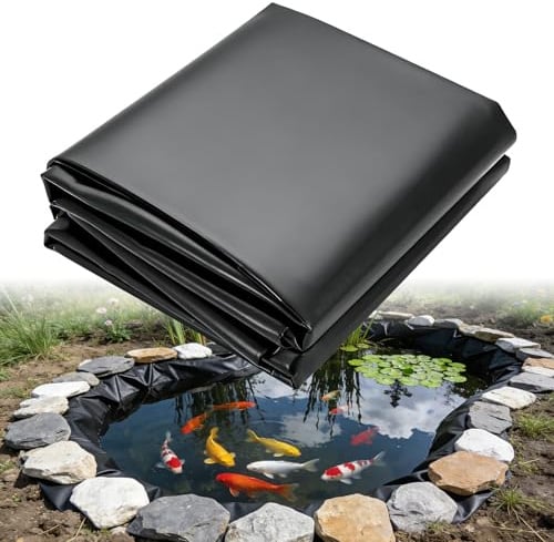 Teichfolie Schwarz, Teichwanne Stärke 0.2mm, 4 x 5m Fischteichfolie | Für Wasserfall, Teich Gartenbrunnen, Springbrunnen und Fischteiche, Flexibler, einfacher Betrieb, Wasserdicht