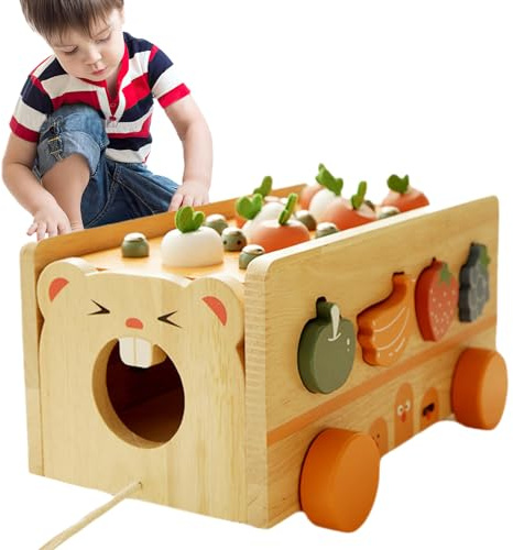 Husoiuy Formensortierer Für Kinder - Möhren Ziehspaß Niedliches Holzspielzeug Unterwegs | Lernspielzeug Steckspiel Für Kleinkinder - Für Geburtstag Weihnachten Partyspiele