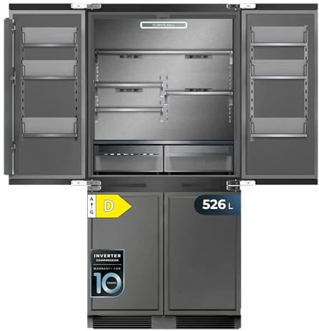 Cecotec Kühl-Gefrierkombination Bolero CoolSilver 4D BI 526 Select D. Elite Grey Innenraum, Pure CoolMatrix, Freshness Flex + Humidity Flex HUB, Ultra Fast Freezing -35 °C, Total No Frost