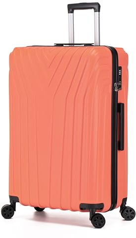 DK Luggage 24 Medium Hard Shell Suitcase Luggage 4 Wheel Spinner ABS101 (Peach, 24 Medium)