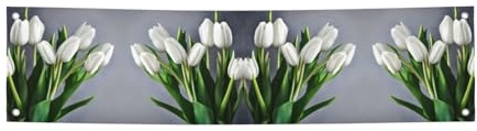 Banner mit weißen Tulpen und Blumen, für Weihnachten, Karneval, Geburtstage, Geschäftsveranstaltungen