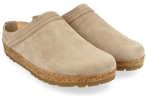 HAFLINGER Malmö Eleganter Clog aus Leder mit Gummisohle und Kork Latex Fußbett