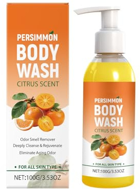 Natural Persimmon Body Wash, Persimmon Shower Gel for Age Odour & Sweaty Feet, Forearm & Intimate Area Cleaner with Persimmon & Aloe Extract, Deep Cleansing, Gentle for Sensitive Skin (Y-1PC)