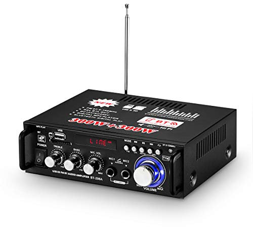 Amplificador 600W Mini Amplificador Bluetooth Estéreo Home Car Audio Amplificador con USB SD FM MIC 2 canales (BT-298A)