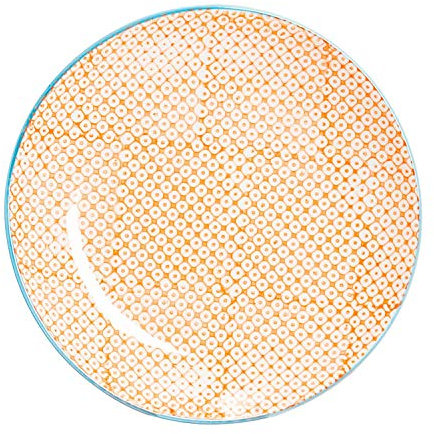 Nicola Spring Handgedruckter Teller - 25,5cm - Orange