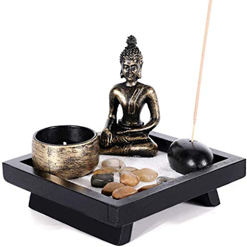 Buddha Figur Deko Statue Meditation, Buddha Sitzend mit Teelicht Deko-Statue für Wohnzimmer oder Bad Zen-Garten Deko-Figur Teelichthalter