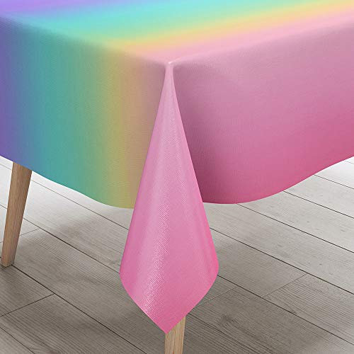 FANSU Tischdecke Wasserdicht Tischwäsche, Gradient Rechteckige Wasserabweisend Abwaschbar 3D Tischtuch Draussen Küchentischabdeckung für Küche Outdoor Garten Dekoration (Regenbogen,100x140cm)
