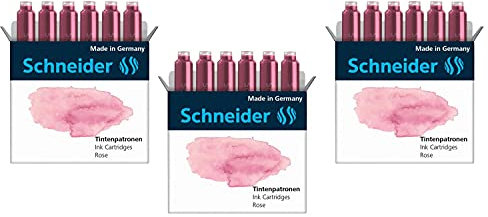 SCHNEIDER Lot de 3 Etuis de 6 Cartouches d'encre pour Stylo plume Pastel Rose