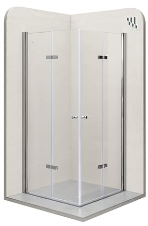 i-flair Duschkabine EMMA mit Falttüren 70x75 cm Höhe: 180cm, Eckduschkabine Falttürkabine aus durchsichtigem 6mm NANO ESG Sicherheitsglas - DK99