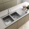 SÄUBER® 1160 x 520mm Stainless Steel Kitchen Sink Double Bowl Sinks for Kitchens 2.0 Bowls, Right Hand Drainer, Inset Drop in Installation, Free Basket Strainer Waste