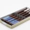 Ishida Chopsticks Boxed Set, Cream Box, Dark Wood, Mixed Blue/White Designs 230mm (Made in Japan)