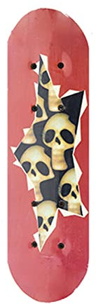 Quickdraw Supplies Skateboard, Rot, 43,2 cm, Schädel-Motiv, 7-lagig, Polyurethan-Räder, für Kinder, Anfänger, Stunt-Skateboard