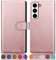 SUANPOT Custodia per Samsung Galaxy S22 Cover Portafoglio [Blocco RFID] [Shell TPU] in Pelle Sintetica Tasca Carte Antiurto Protettiva di Con Slot per Schede di per Samsung S22 case Oro Rosa
