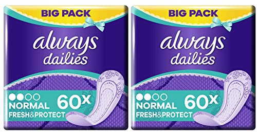 Always Dailies Fresh & Protect Normal Slipeinlagen, 60 Stück pro Packung (2 Stück)