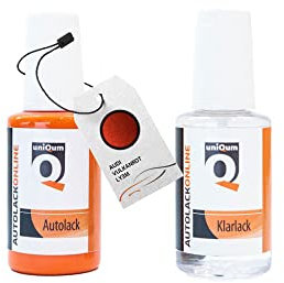 uniQum Autolack Stift + Klarlack im Vorteilsset fürs Auto für AUDI VULKANROT LY3M Autolack Reparatur 2 x 30 ml