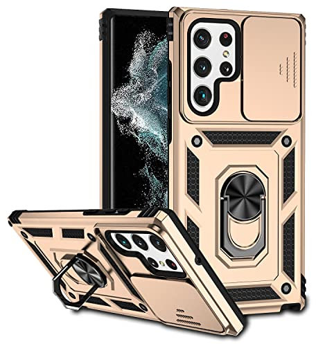 Samsung Galaxy S22 Ultra Case with Camera Cover & Kickstand - Military Grade Shockproof Heavy Duty Protective Case with Magnetic Car Mount Holder
