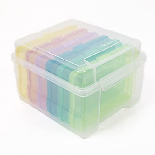 Craftelier - Caja Organizadora con Asa y 6 Cajas Interiores | Cajas Organizadoras de Plástico con Tapa | Caja de Almacenaje Plástico Pequeña | Organizador de Fotos y Material Escolar