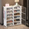 HOMCENT Schuhregal mit Türen und Schlüsselhalter, Schuhschrank für 12-24 Paar Schuhe, Kunststoff Schuhregale für Flur Schlafzimmer Eingang, 2x6 Etagen, Weiß