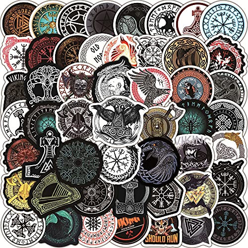 Wikinger Totem Aufkleber 100pcs, Ästhetische Dekoration Vinyl Sticker für Sammelalbum, Laptop, Kinder, Teenager, Mädchen
